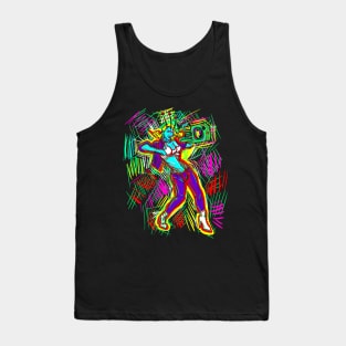 Alien Hip Hop Dancer with Boom Box Tank Top